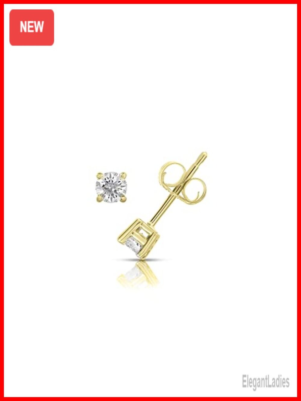 1/5 Cttw Natural Diamond Stud Earrings 14K Yellow Gold Prong Set Push Back